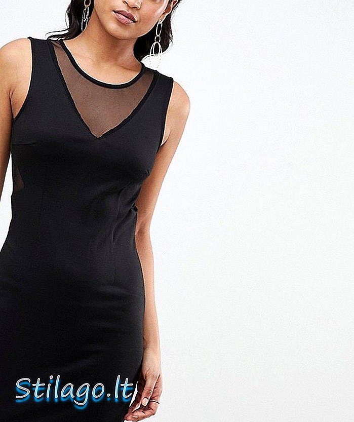 Мини-платье YAS Sassy bodycon с сетчатыми вставками - черный
