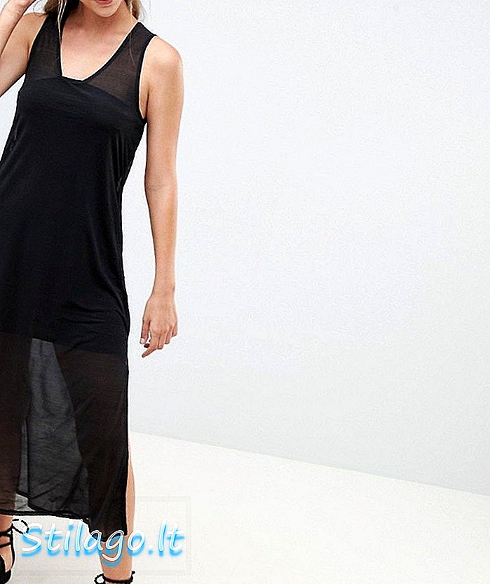 Französische Verbindung Celia Midi Kleid mit transparenten Schichten-Schwarz