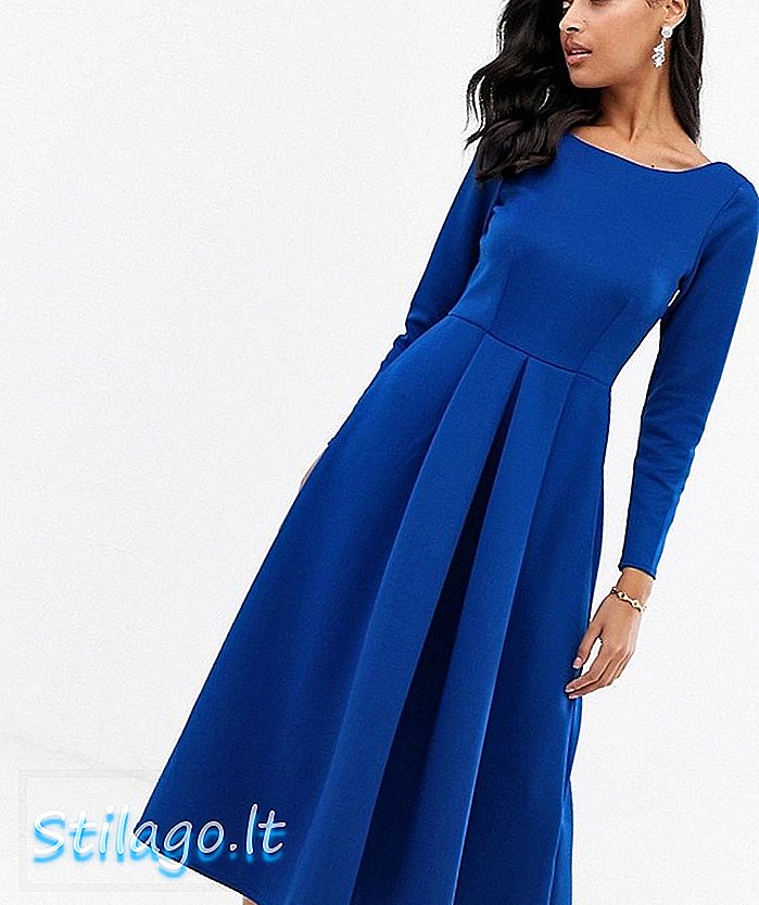 क्लोसेट मिडी स्केटर ड्रेस-ब्लू