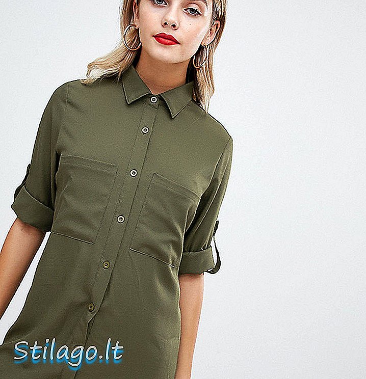 Missguided utility shirt kjole i khaki-grøn