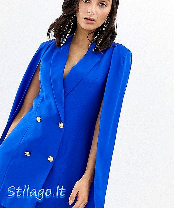 Unique21 maßgeschneidertes Cape-Kleid mit goldenen Knöpfen - Blau