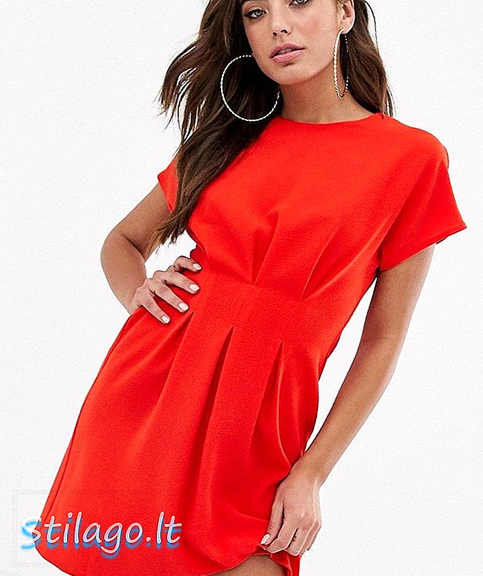 ASOS DESIGN in Taille Minikleid-Rot gekniffen