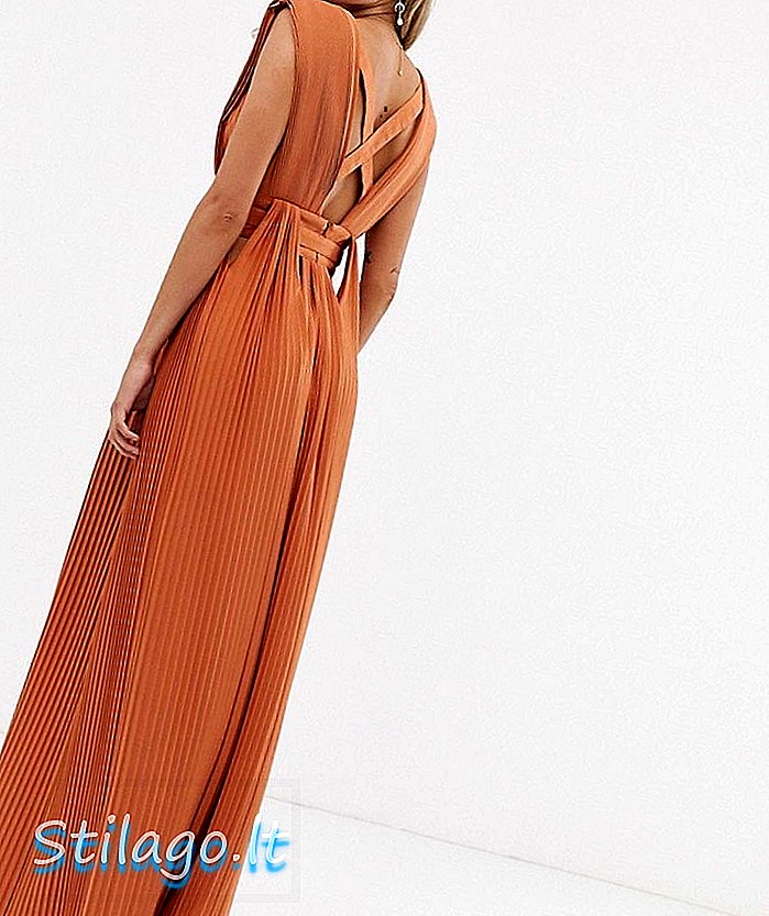 Плисирана макси рокля ASOS DESIGN с изрязан детайл-Multi