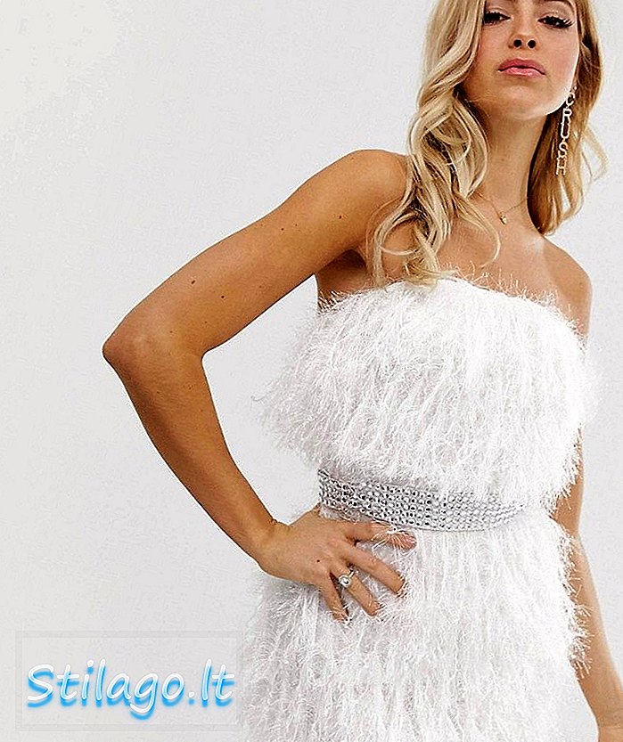 ASOS DESIGN - Mini-jurk met riem van imitatieveren met diamanten riem - Multi