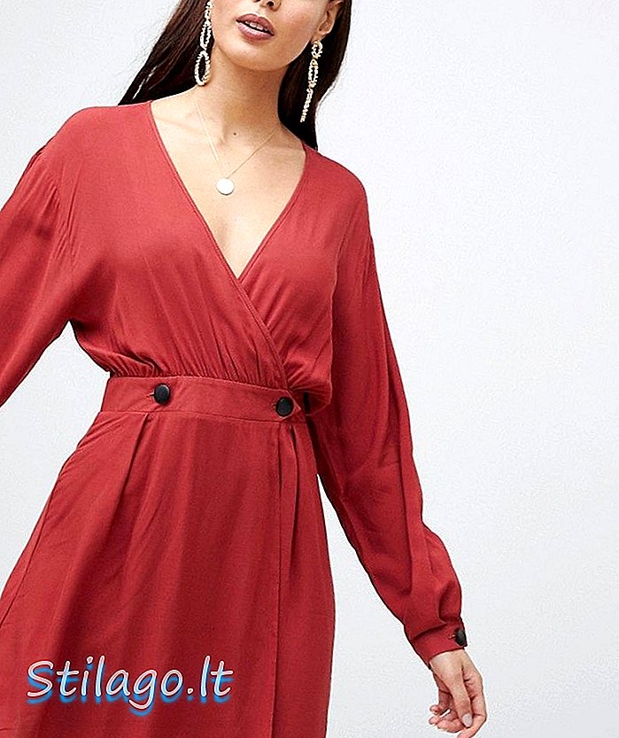 ASOS DESIGN giản dị quấn mini váy-Đỏ