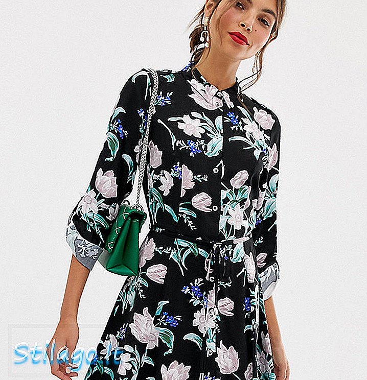 Φόρεμα πουκάμισο λουλουδιών Oasis petunia-Μαύρο