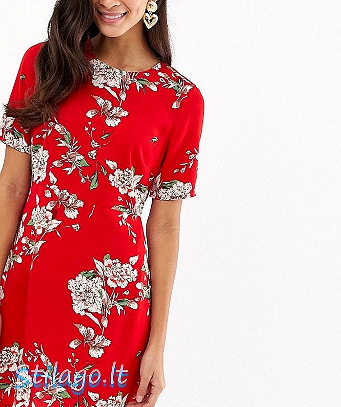 Y.A.S Angelia gėlių spalvos suknelė-raudona
