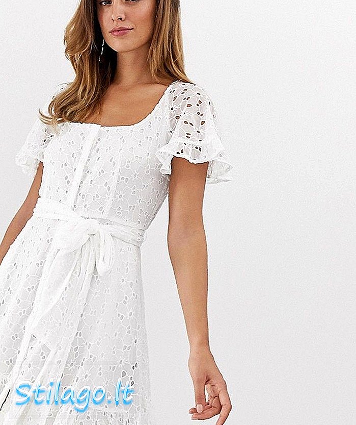 Francouzské spojení Circeela broderie mini dress-White