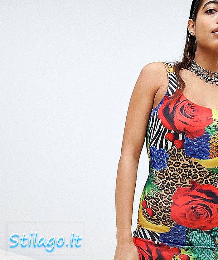 Jaded London Scoop Back Bodycon kjole i Carnival Print-Multi