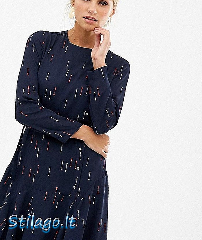 Карен Миллен стрелка мини-платье с принтом-темно-синий