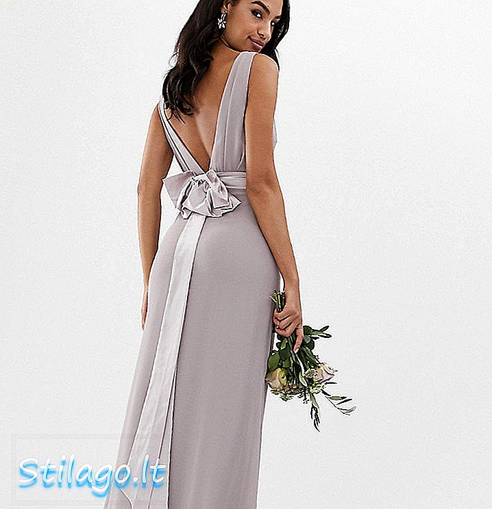 TFNC sateen menunduk gaun pengiring pengantin maxi dengan warna kelabu
