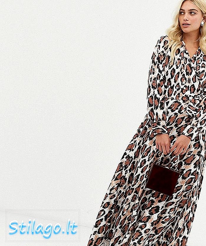 „Zibi London V“ priekinė leopardo spausdinimo midi suknelė-daugialypė