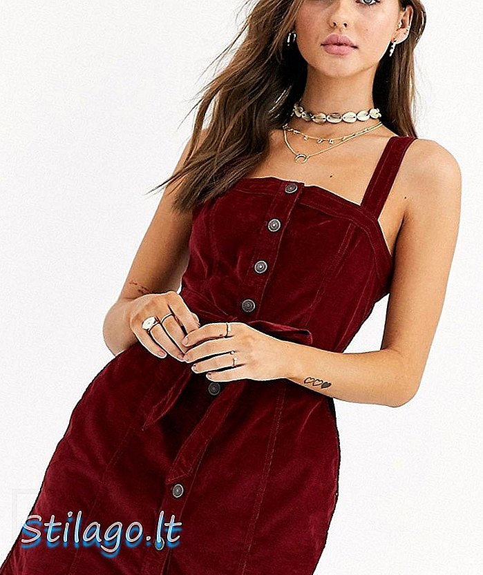 Abercrombie & Fitch cord button button pinifore dress-Red