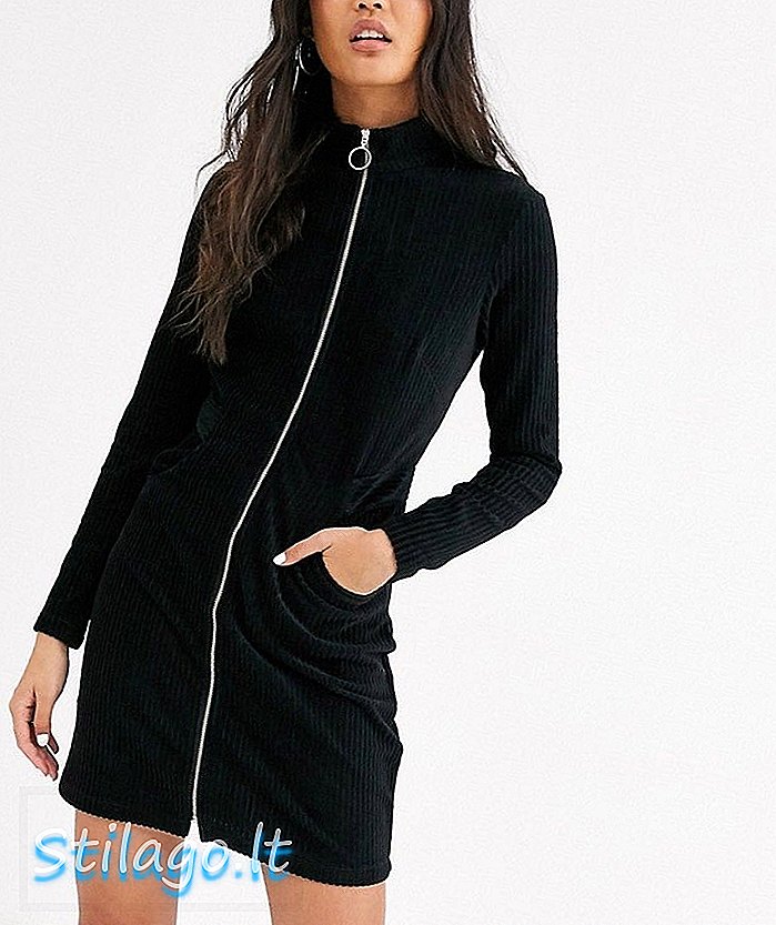 Mini abito nero con dettaglio zip