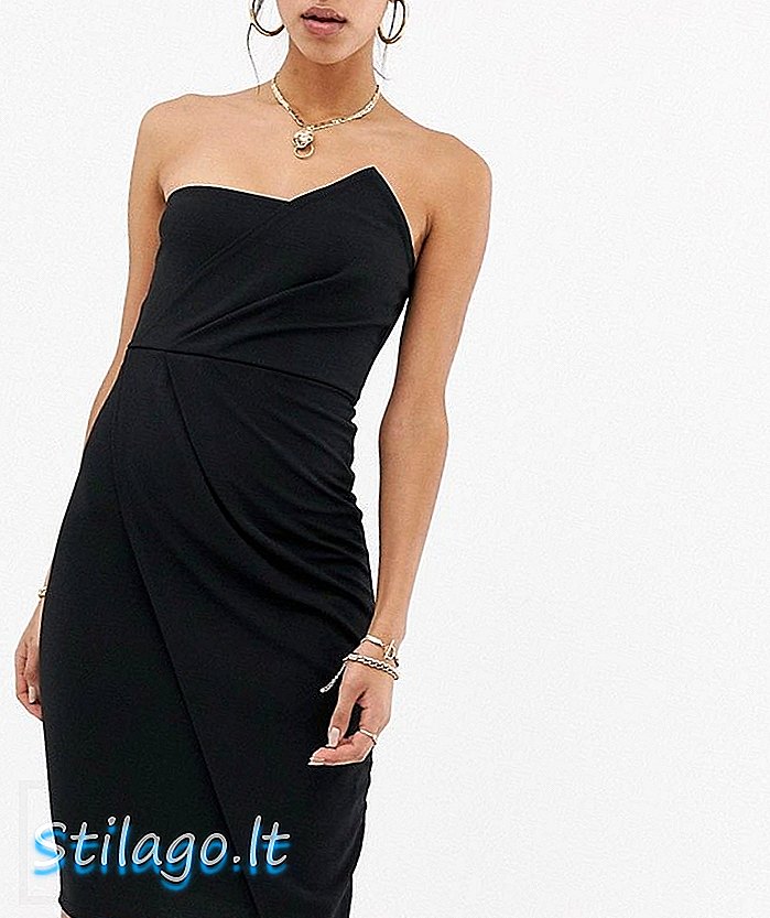काळ्या रंगात मिसळलेला ओरिगामी बँड्यु मिडी ड्रेस