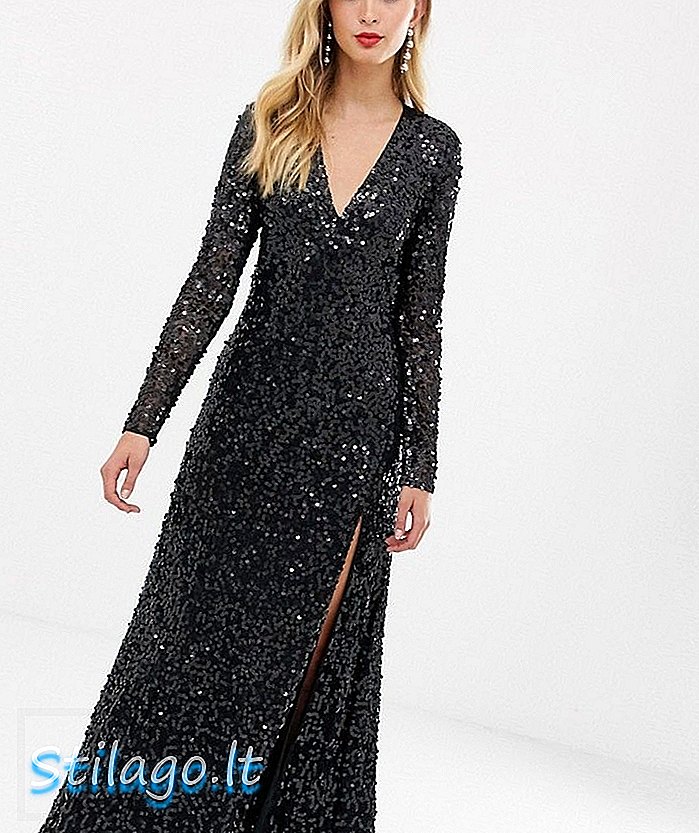 Η γαλλική σύνδεση Helena στολισμένο maxi φόρεμα-Μαύρο