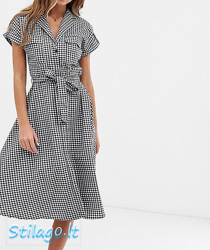 Vestido camisero oasis con cinturón en gingham-Multi