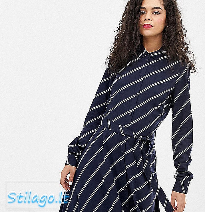 Vero Moda Tall diagonal stripe shirt kjole-Navy