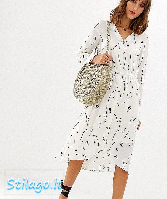 Vero Moda abstrakt trykt shirt kjole-Cream