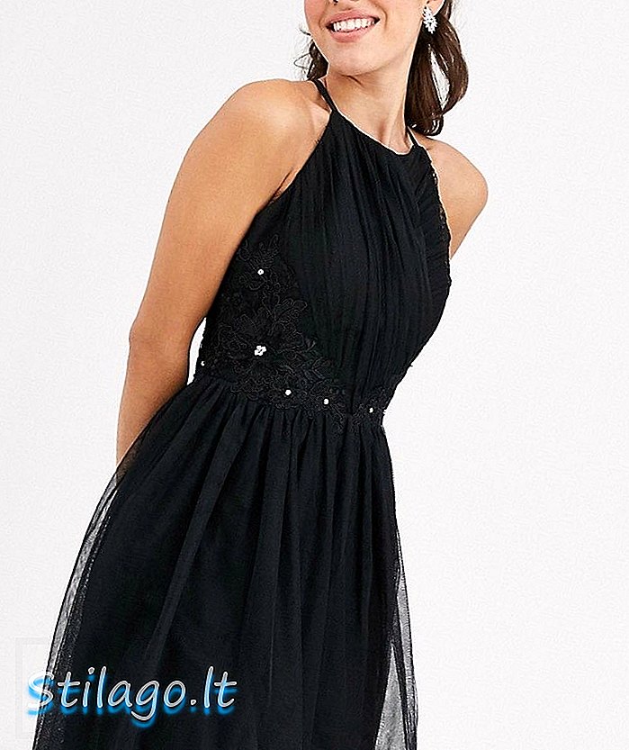 فستان سكاتر بقبة عالية مربعة الشكل - أسود