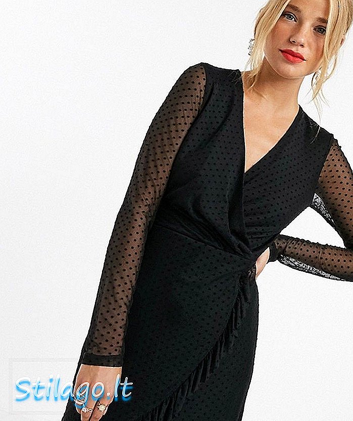 Miss Selfridge dobby mesh mini-jurk in zwart