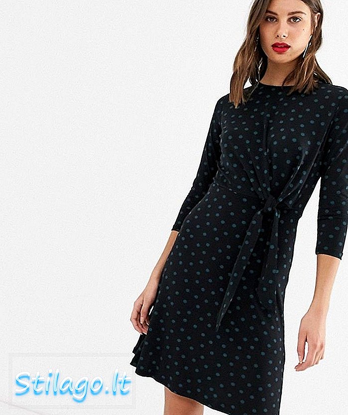Warehouse polka-jurk met geknoopte voorkant - Multi