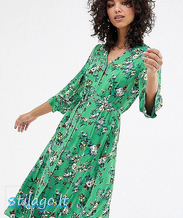 Φινίρισμα Daniella λουλουδάτο τύπωμα μεσαίο φόρεμα-Πράσινο