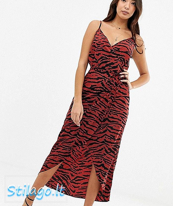 ASOS DESIGN cami wrap maxi dress in tiger print-Multi