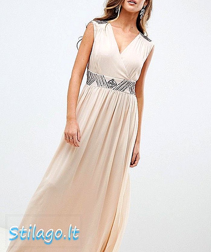 AX Paris cream maxi φόρεμα με διακοσμημένες λεπτομέρειες