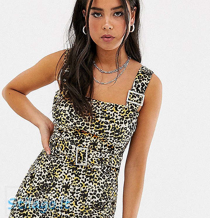 Vestido de pinnafore de mel selvagem com fivelas em leopardo-Multi