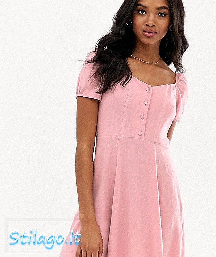 파우더 핑크의 뉴룩 프레리 스퀘어 넥 드레스
