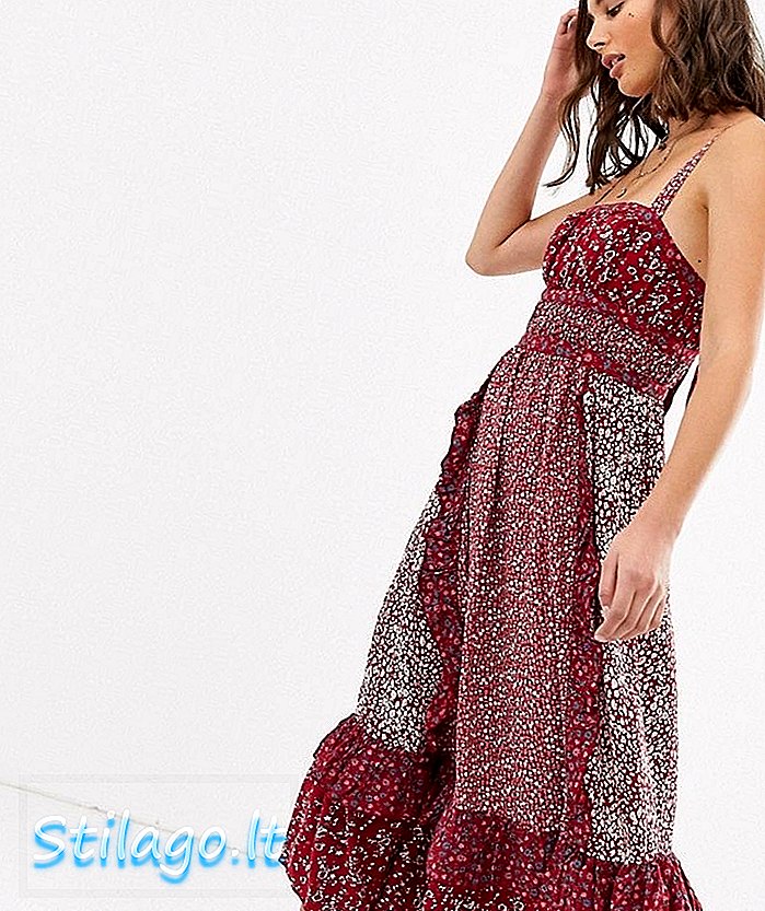 Free People Yesica váy maxi in hoa-Red