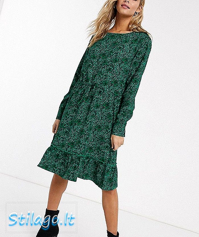 JDY Farhana ditsy floral mini-kjole med lang erme-grønn