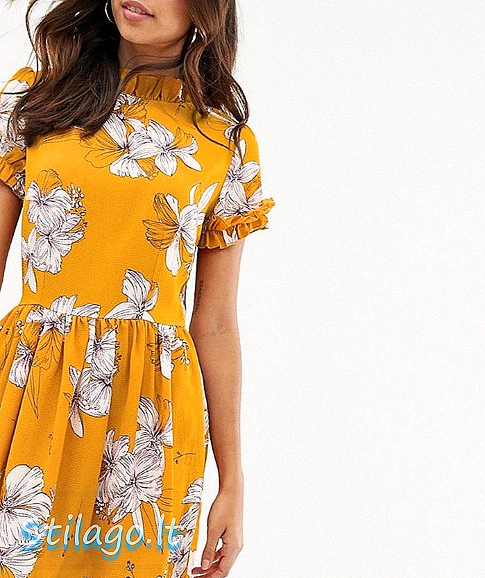 فستان قصير من الأزهار AX Paris - أصفر