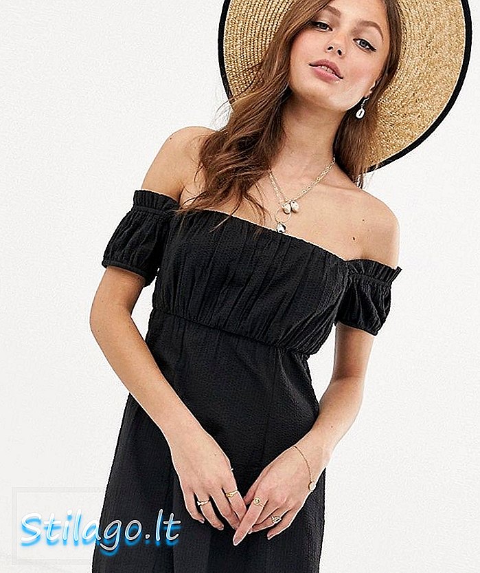 ASOS DESIGN - Mini robe d'été à épaules dénudées et buste froncé - Noir