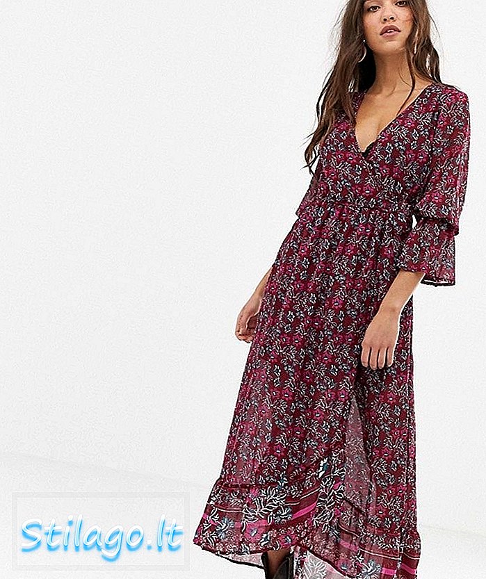 Band Of Gypsies midi-jurk met bloemenprint-Multi