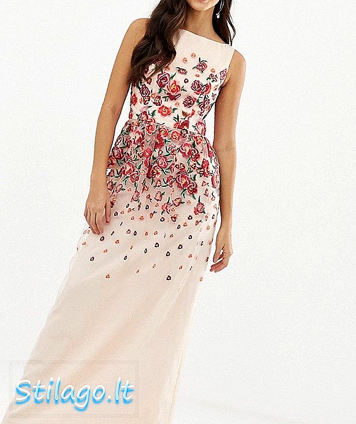 Chi Chi London Blumen besticktes Kleid in Pink-Multi