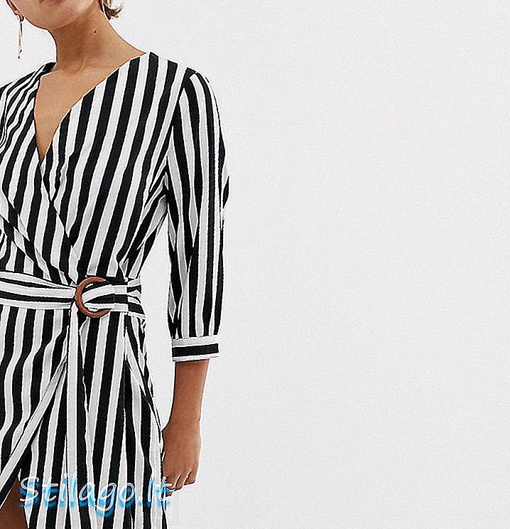 Vero Moda Petite stripe wrap dress-Multi