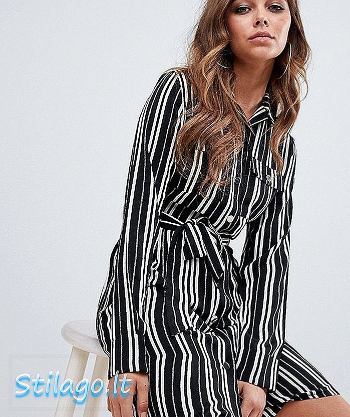 Haljina košulje za struk PrettyLittleThing u mono stripe-Multi