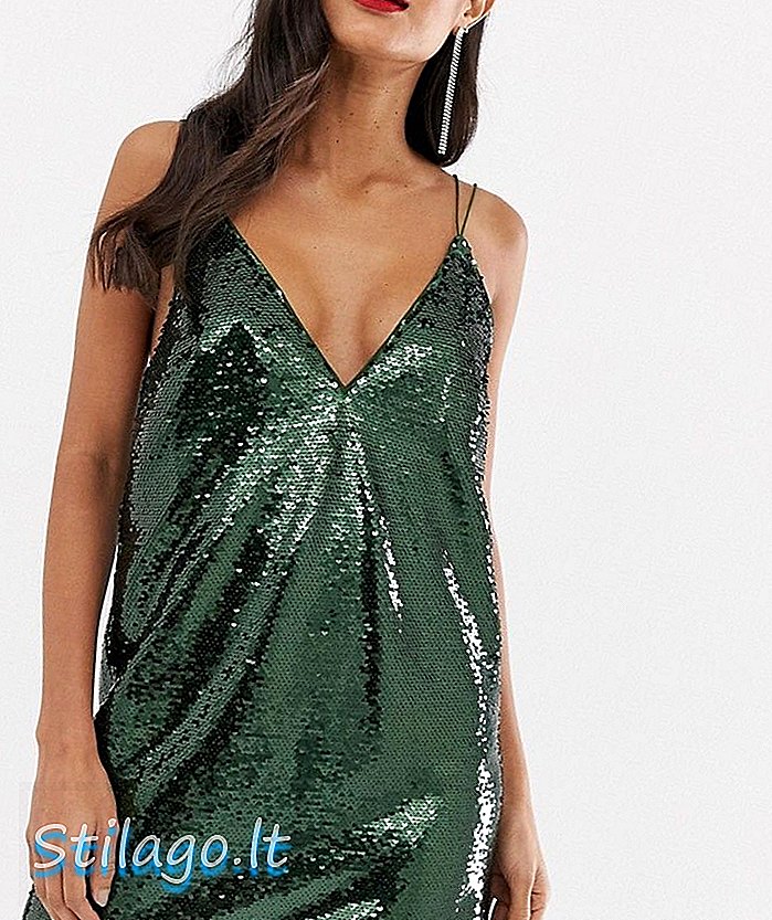 ASOS DESIGN - Mini-cami-jurk met lovertjes-Groen