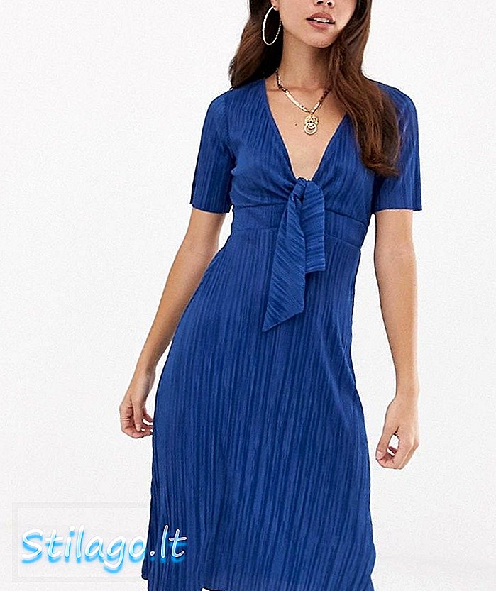 ASOS DESIGN plisse čajové šaty-modré