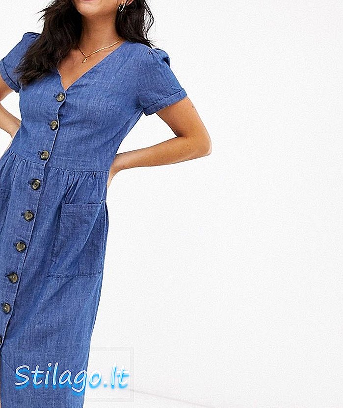 Oasis midi-jurk met knoopsluiting in blauw