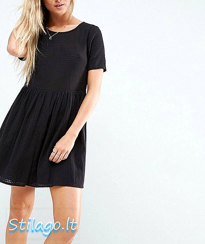 ASOS Casual Mini Smock Φόρεμα σε πλέγμα υφή-Μαύρο