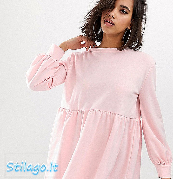 로코코 오버 사이즈 작업복 스웨트 드레스-핑크