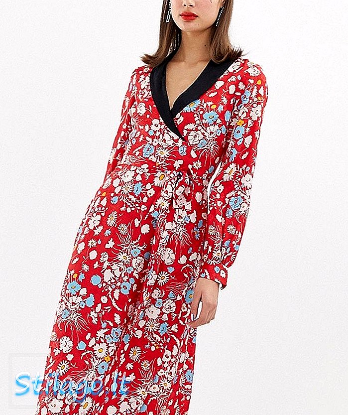 ASOS डिजाइन मिडी पोशाक पुष्प jacquard प्रिंट-बहु में लंबी आस्तीन के साथ