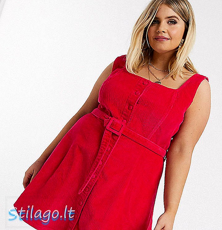 ASOS DESIGN 곡선 코드 민소매 스케이팅 드레스-라즈베리-핑크