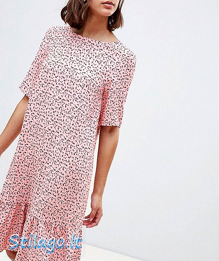 Ichi Printed Drop Waist Dress-Pink