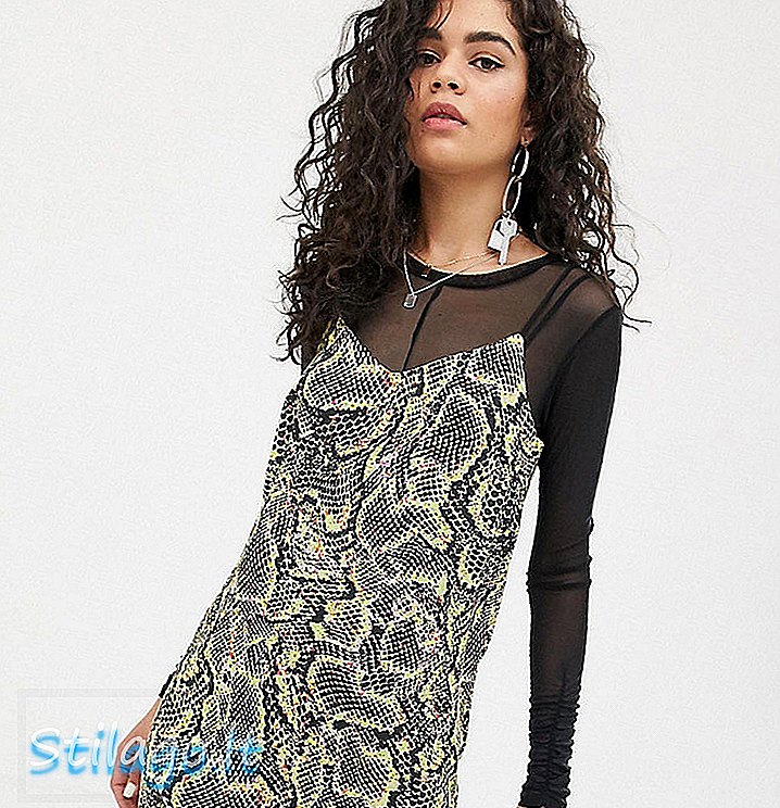 COLLUSION Lange cami mini-jurk met slangenprint - Multi
