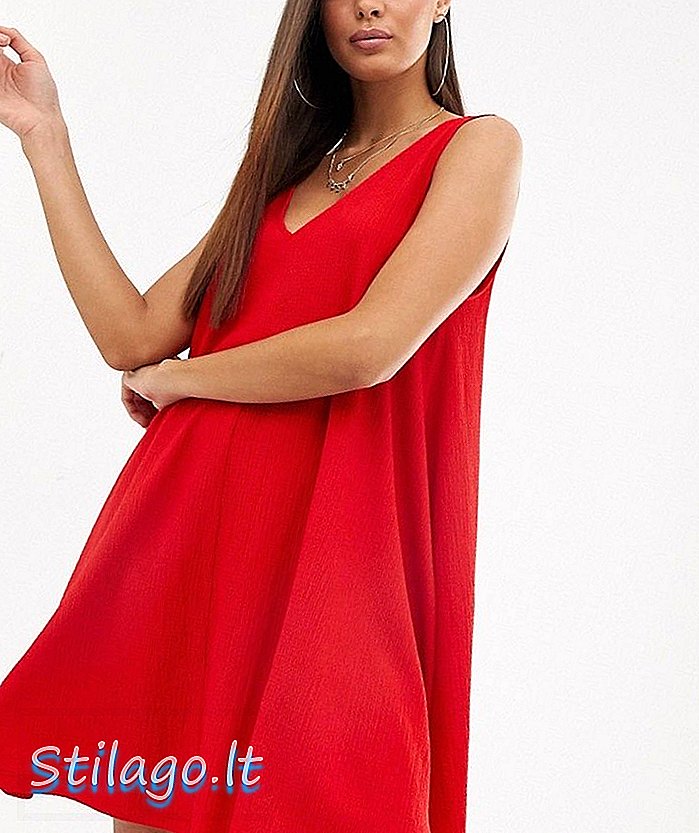 ASOS डिजाइन बिना आस्तीन का बनावट मिनी वी-गर्दन स्विंग ड्रेस
