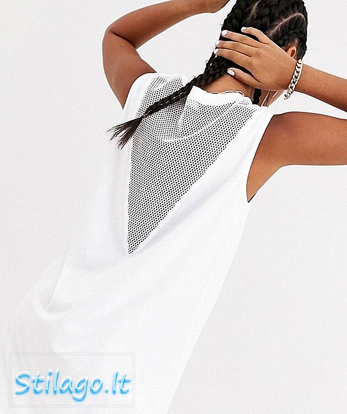 Love Moschino speed mouwloze jurk met mesh paneel-Wit